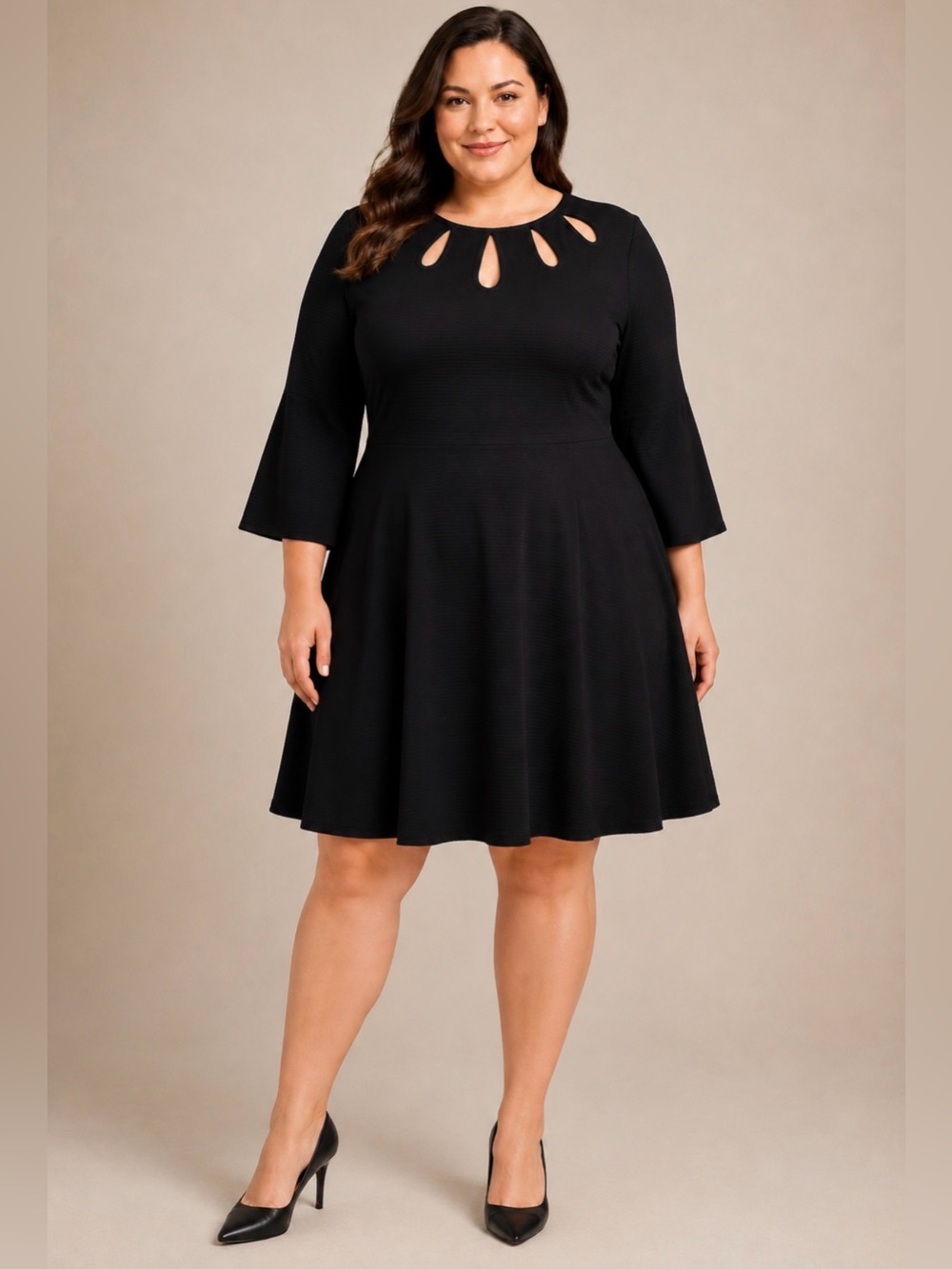 Lane Bryant Black Keyhole Fit-and-Flare Midi Dress Sz 18-20 NWT